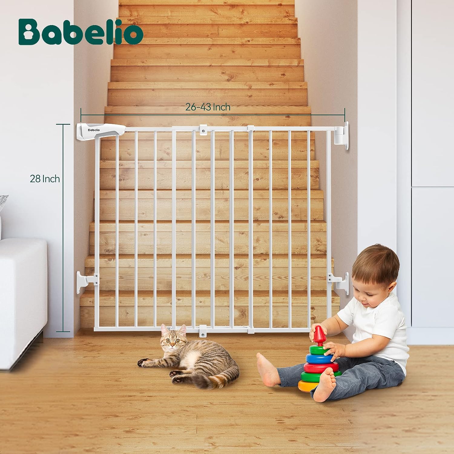 Babelio 26-43 Baby Gate with Auto Close White