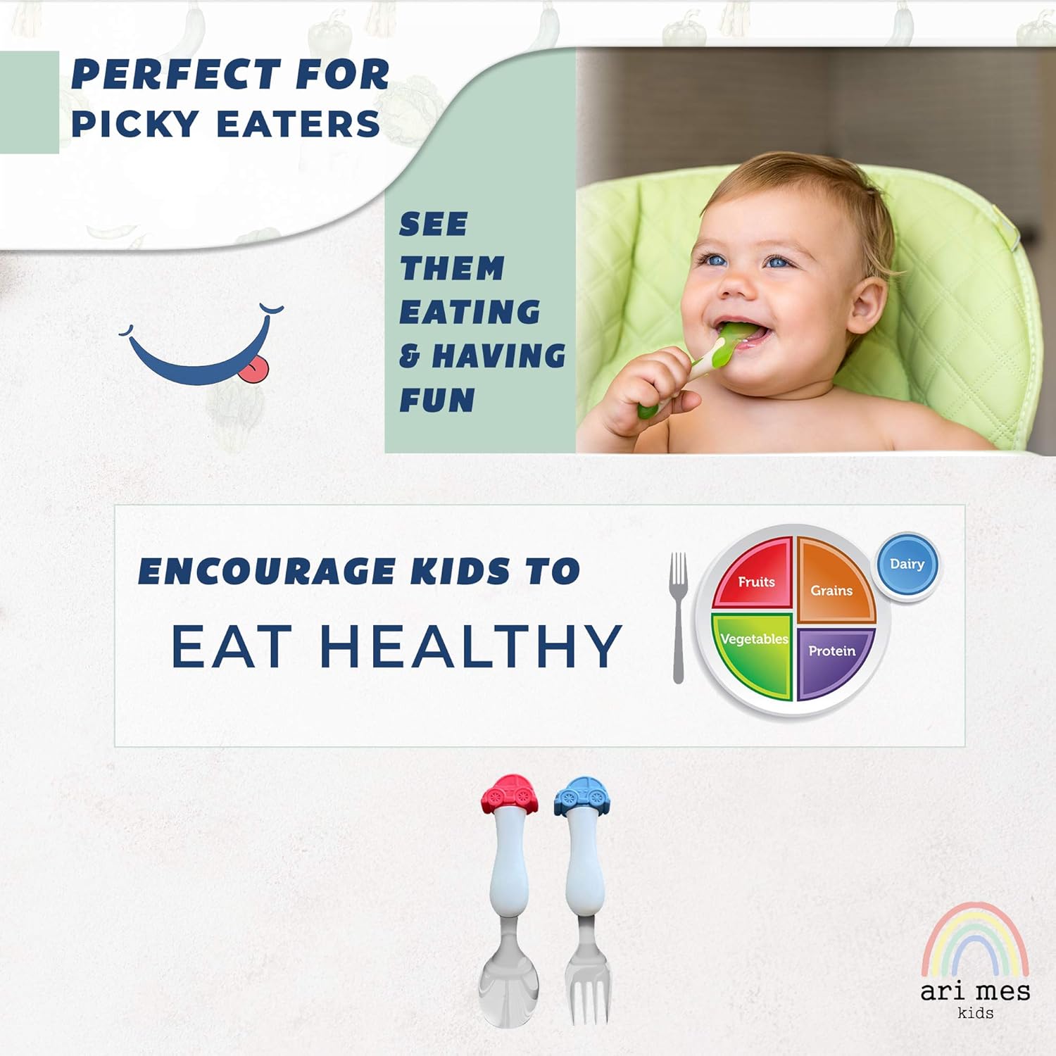 ARI MES - Toddler Car Spoon and Fork Set