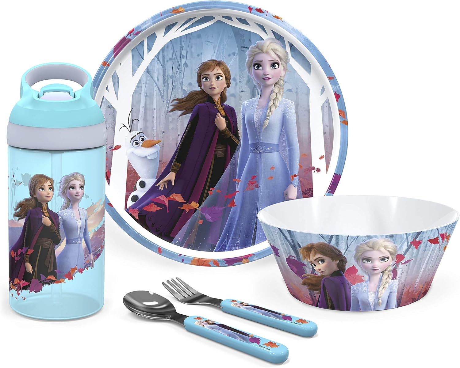 Zak Designs Frozen 2 5-Piece Dinnerware Set for Kids Ages 3