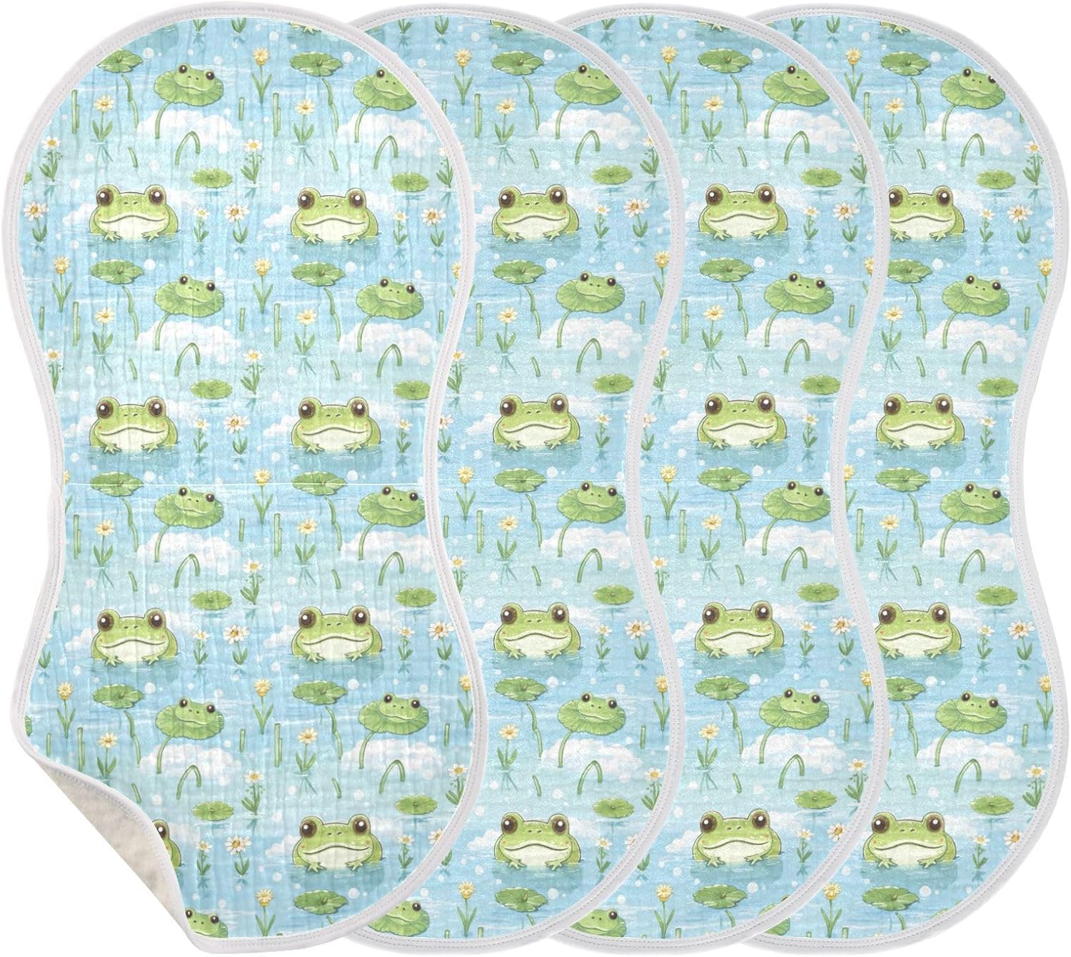 4Pcs Cute Frog Burp Cloth for Newborns