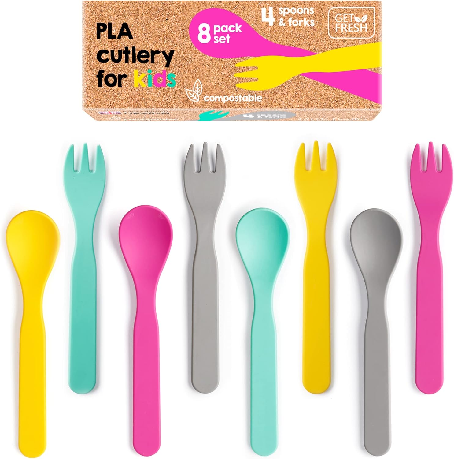 GET FRESH PLA Kids Cutlery Set 8-Pack