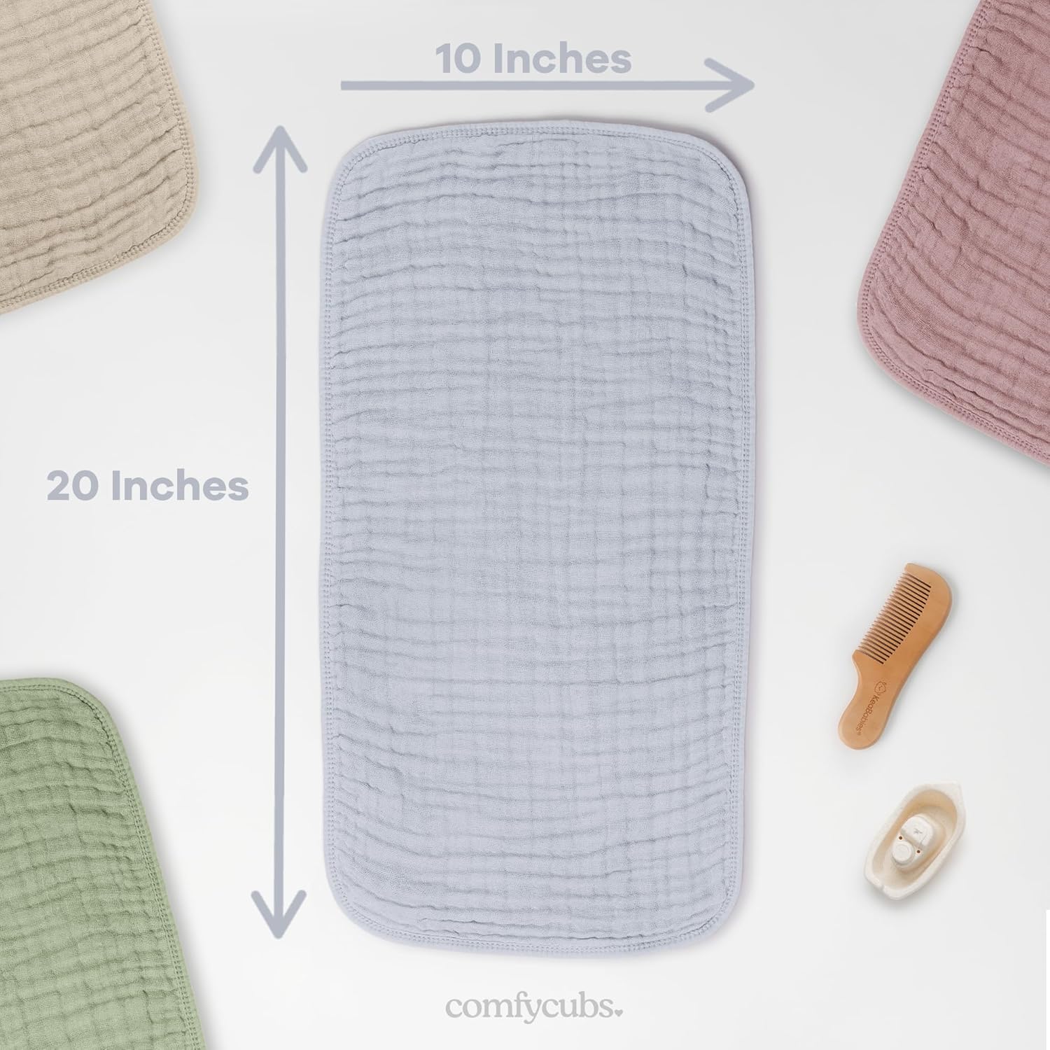 Comfy Cubs Muslin Burp Cloths 20 x 10 Pack of 10