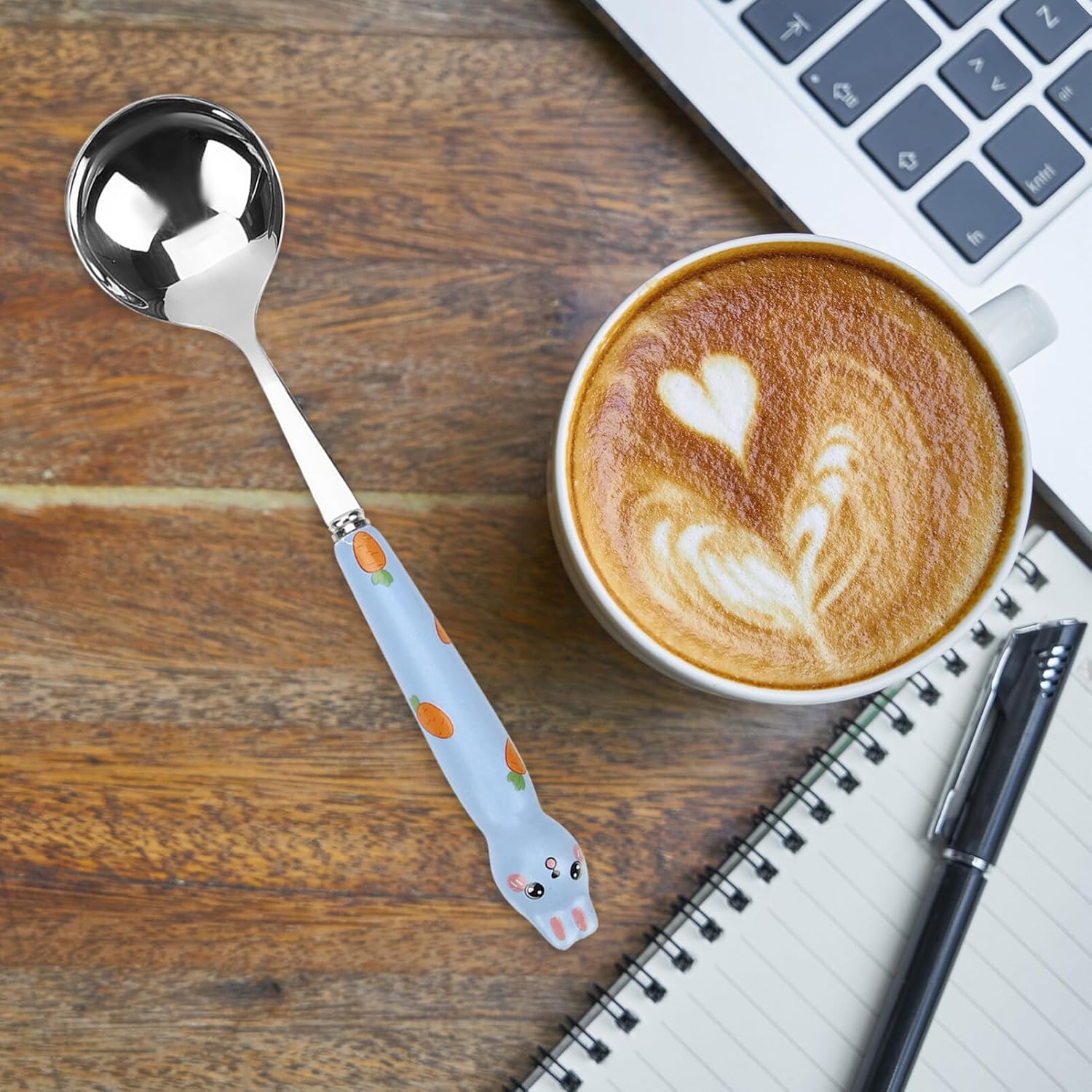 Abaodam 4Pcs Cartoon Bunny Dessert Spoon Set