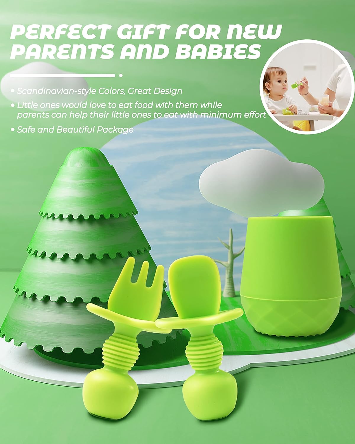 DF DUALFERV 3 Pcs Baby Utensils Set for 6-12 Months