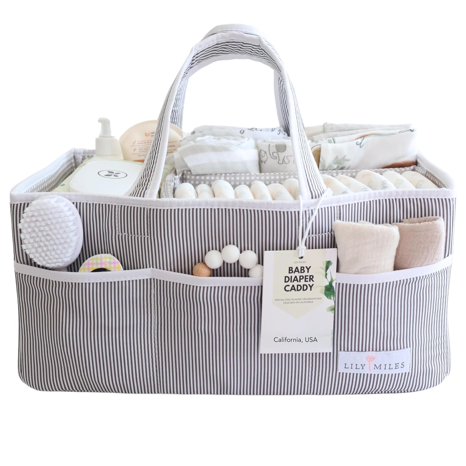 Lily Miles Baby Diaper Caddy Organizer Gray