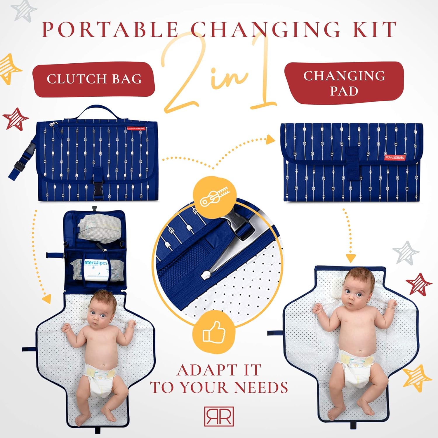 ROYAL RUSU Portable Changing Pad with Bottle Bag