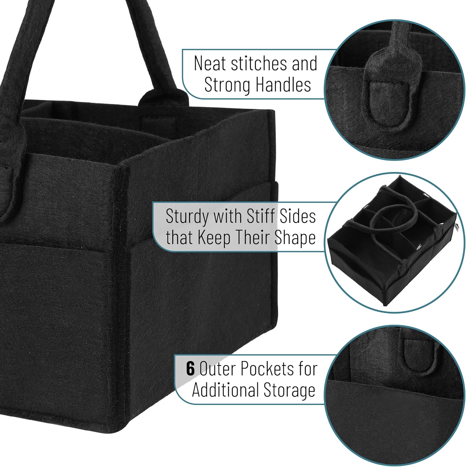 Mr Pen Baby Diaper Caddy - Black Car Organizer 1