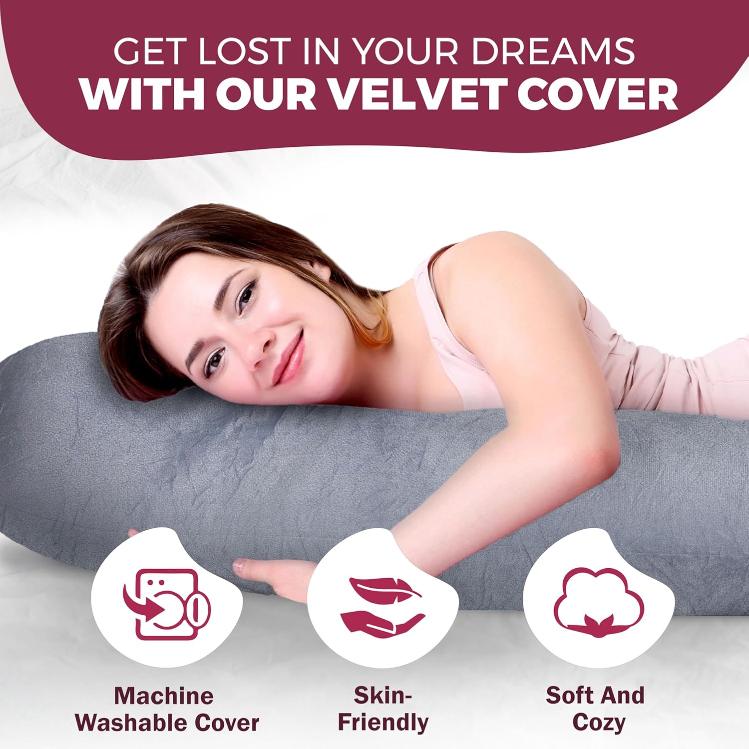 PILLANI Pregnancy Pillow - 57inch Full Body Support with Removable Cover