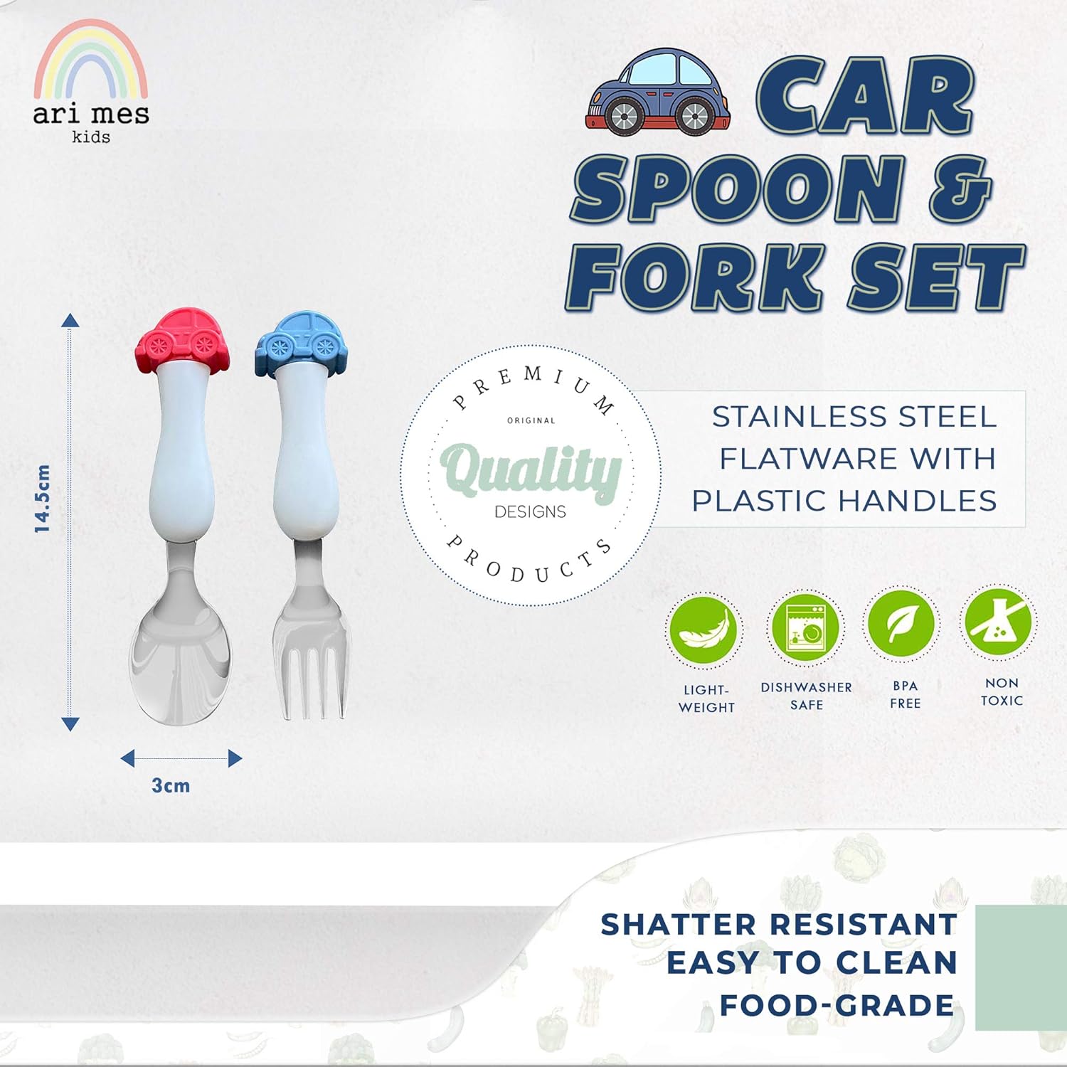ARI MES - Toddler Car Spoon and Fork Set