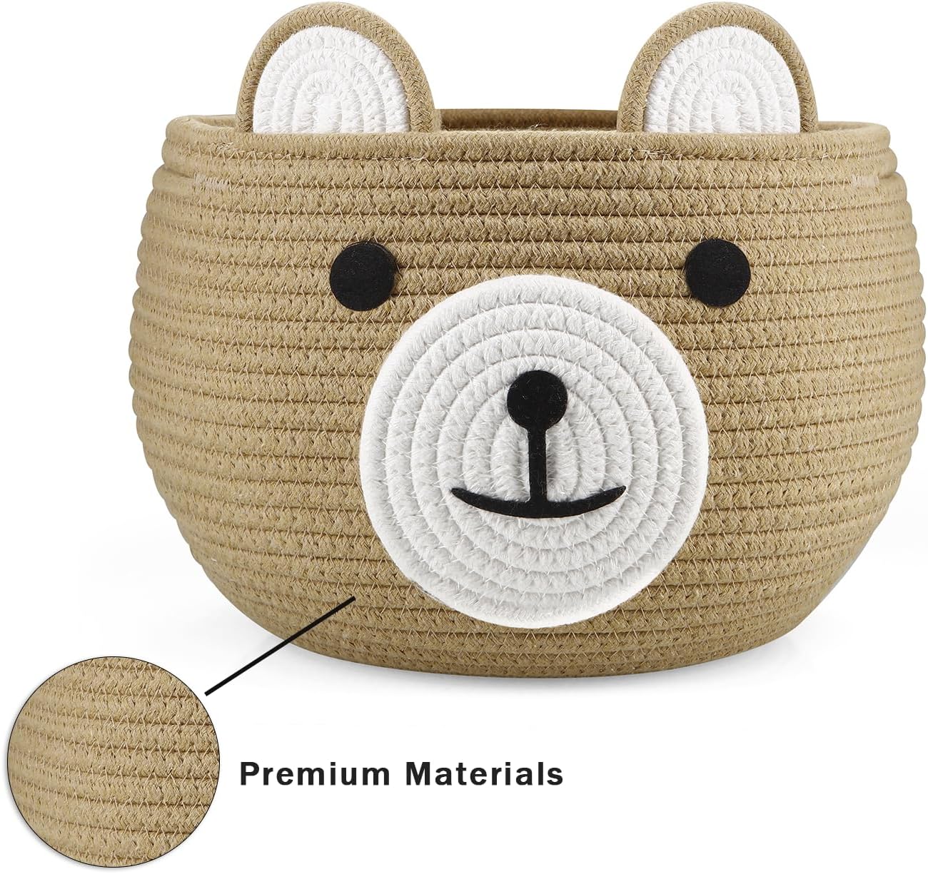 PandaEar Cotton Rope Baby Basket with Bear Design