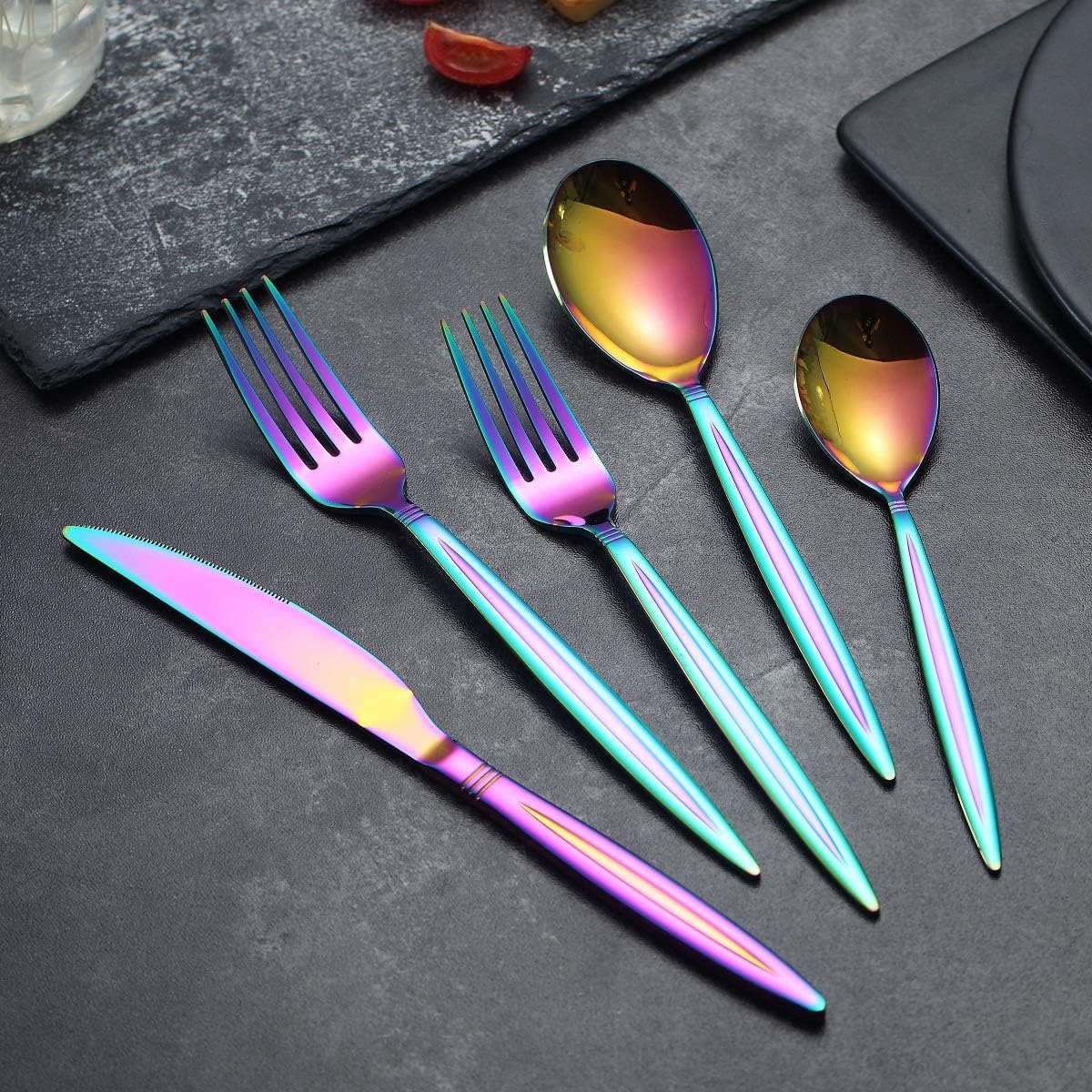 HOMQUEN Rainbow Flatware Set 20 Pieces
