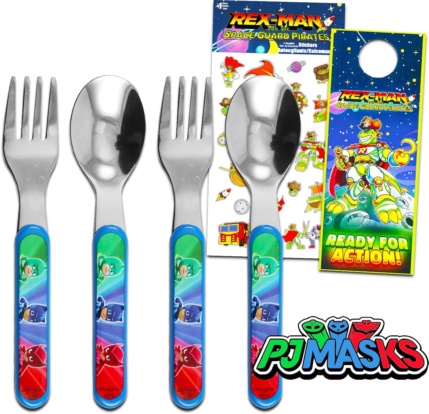 Disney PJ Masks Cutlery Set - 2 Travel Kits with Stickers
