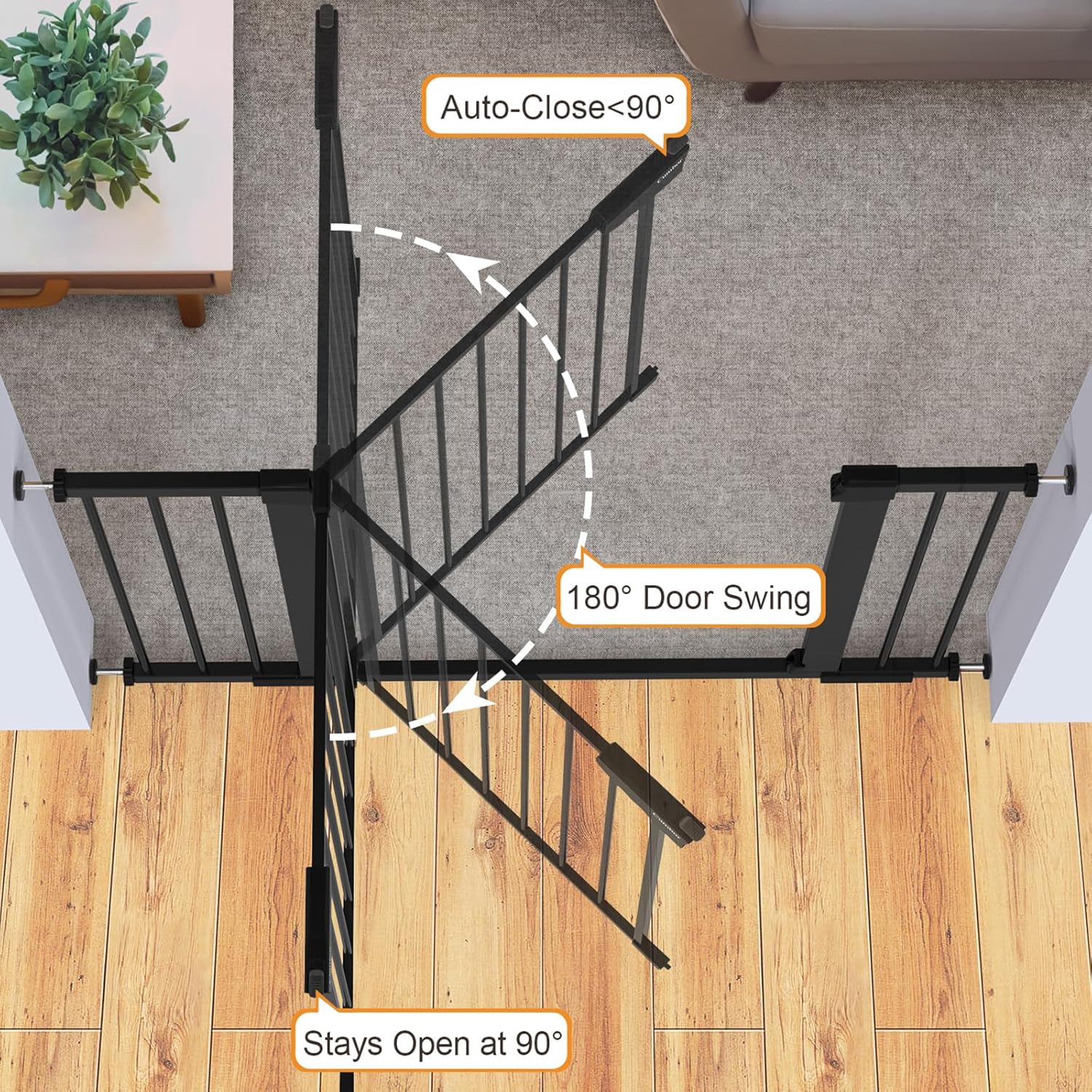 Cumbor 297-46 Black Baby Gate for Stairs