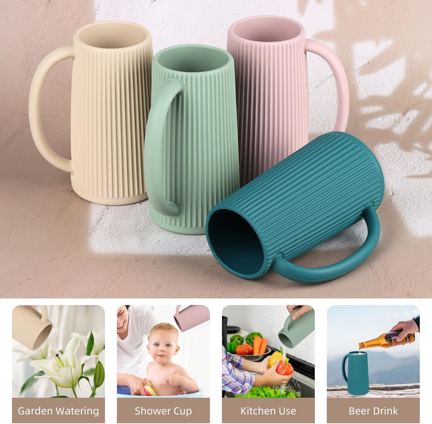 Nothomme Food Grade Silicone Rinse Cup for Kids with Blush Handle