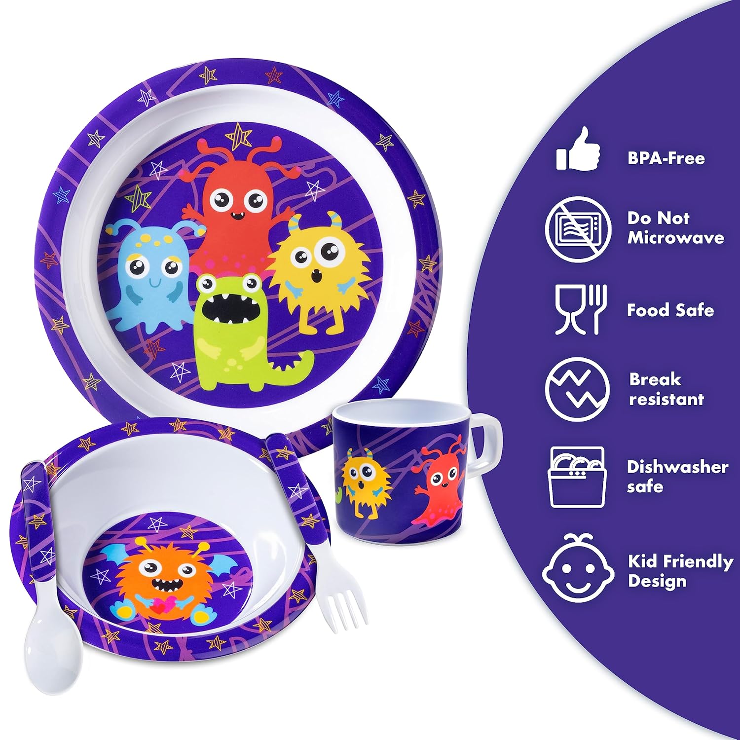 Bentology Monster Mealtime Set for Kids and Toddlers