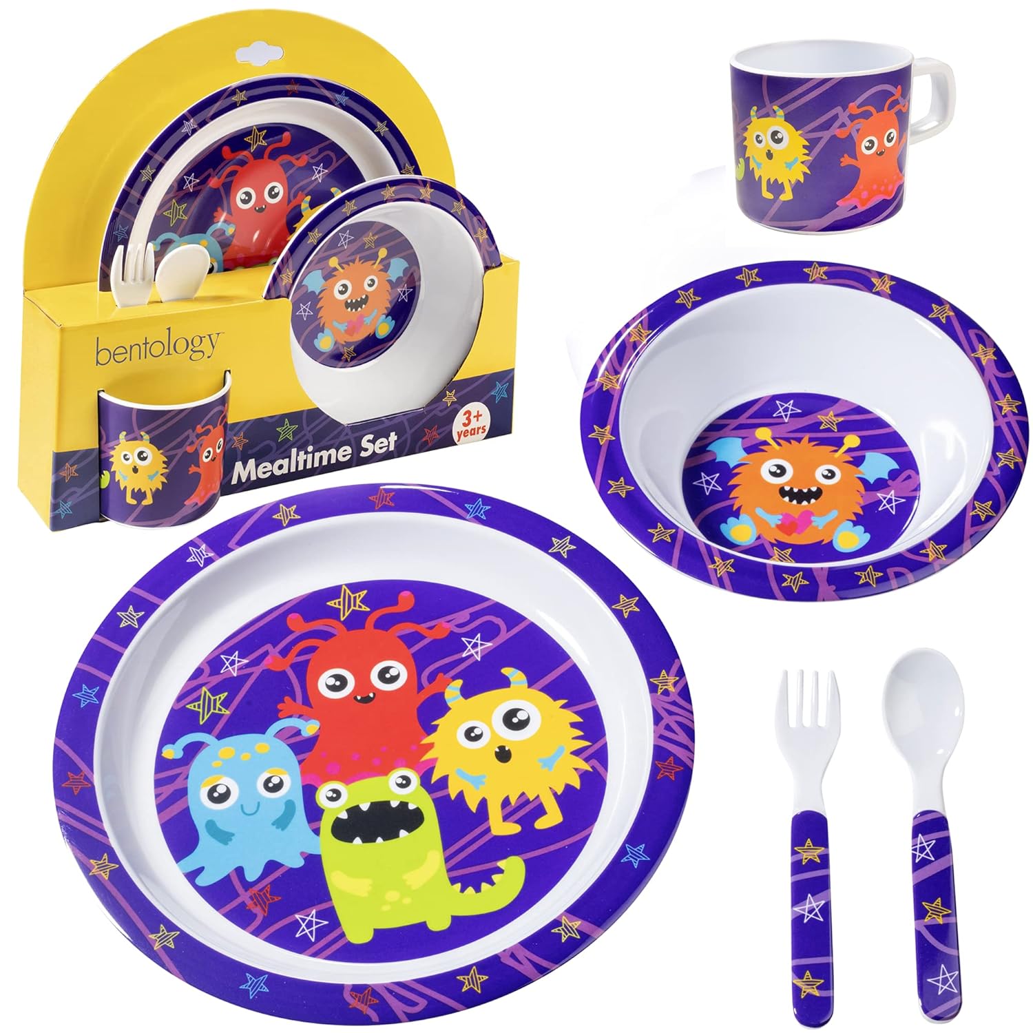 Bentology Monster Mealtime Set for Kids and Toddlers