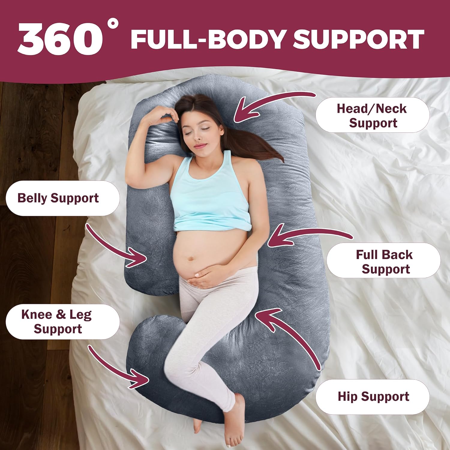 PILLANI Pregnancy Pillow - 57inch Full Body Support with Removable Cover