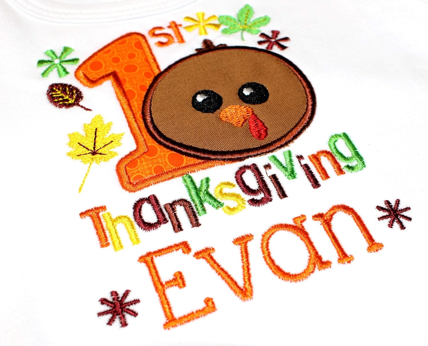 Embroidered Thanksgiving Turkey Bib with Custom Name for Baby