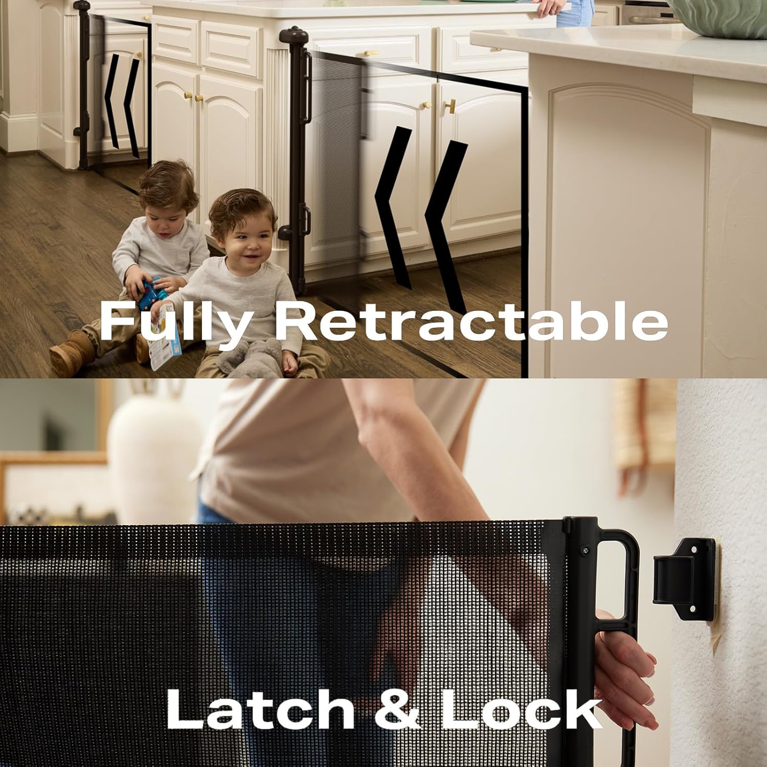 Cumbor Retractable Baby Gate - 55 Wide 34 Tall Black 1