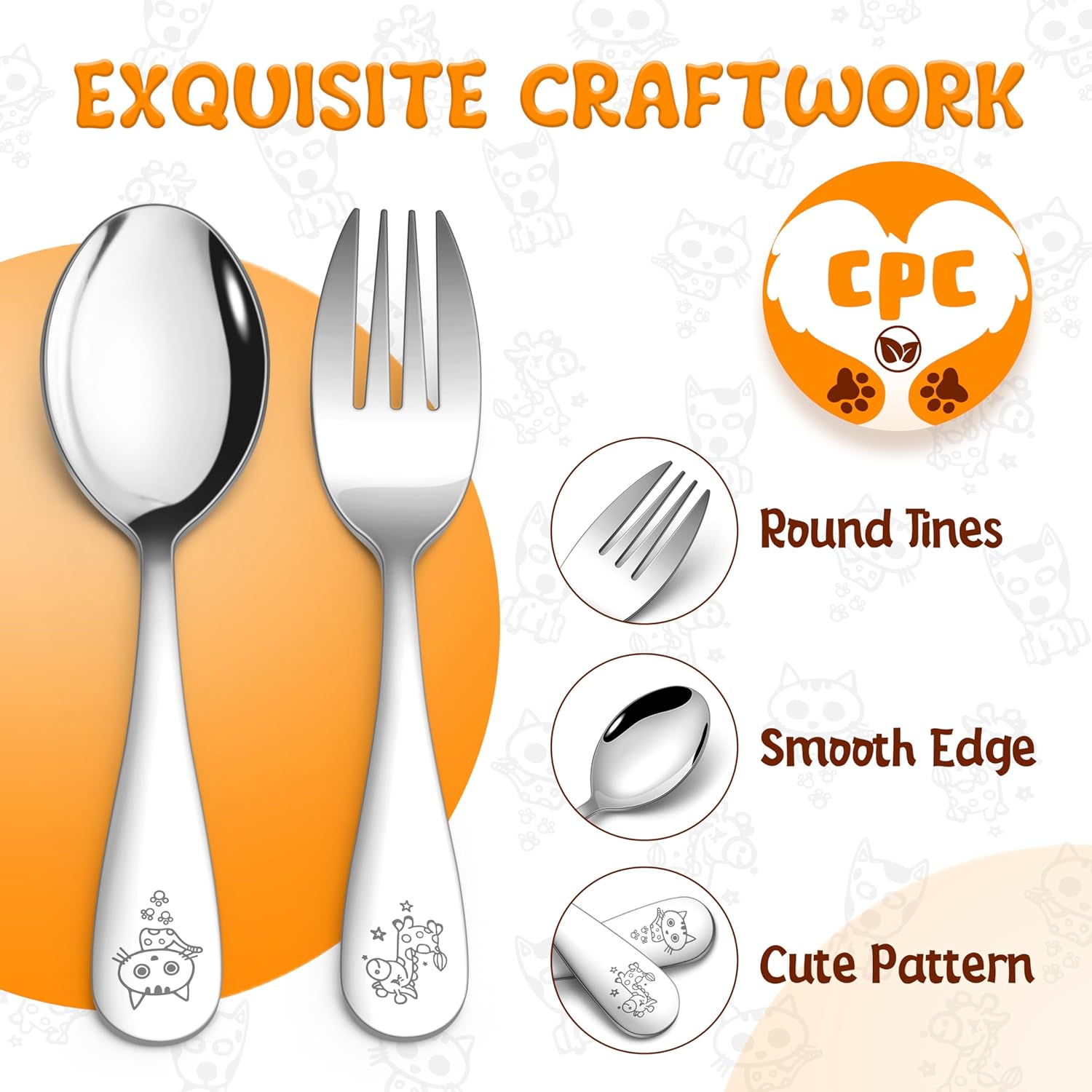 HaWare 8-Piece Toddler Stainless Steel Utensil Set