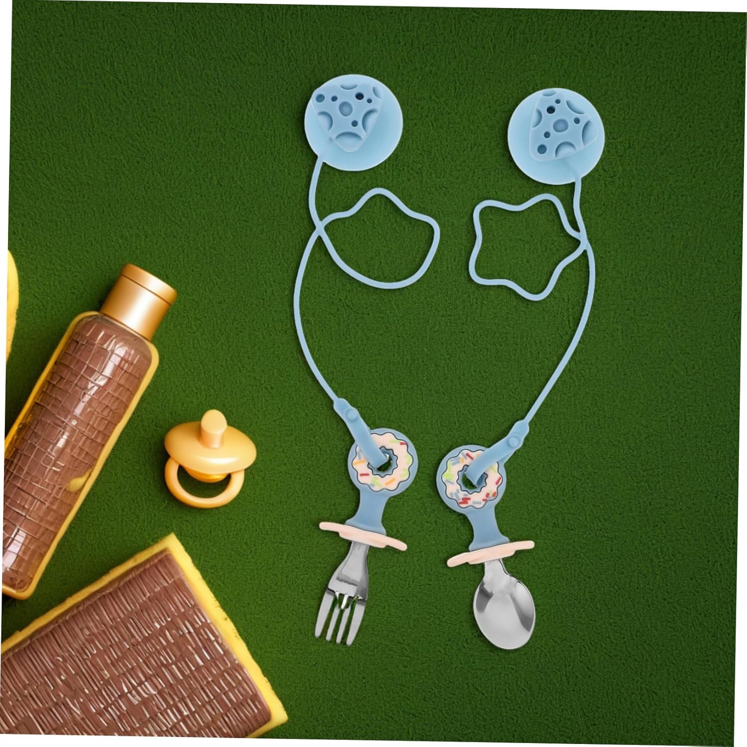 Beatifufu 1 Set Spoon and Fork with Silicone Holder