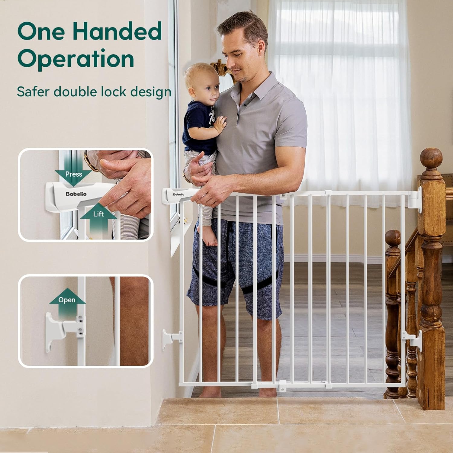 Babelio 26-43 Baby Gate with Auto Close White