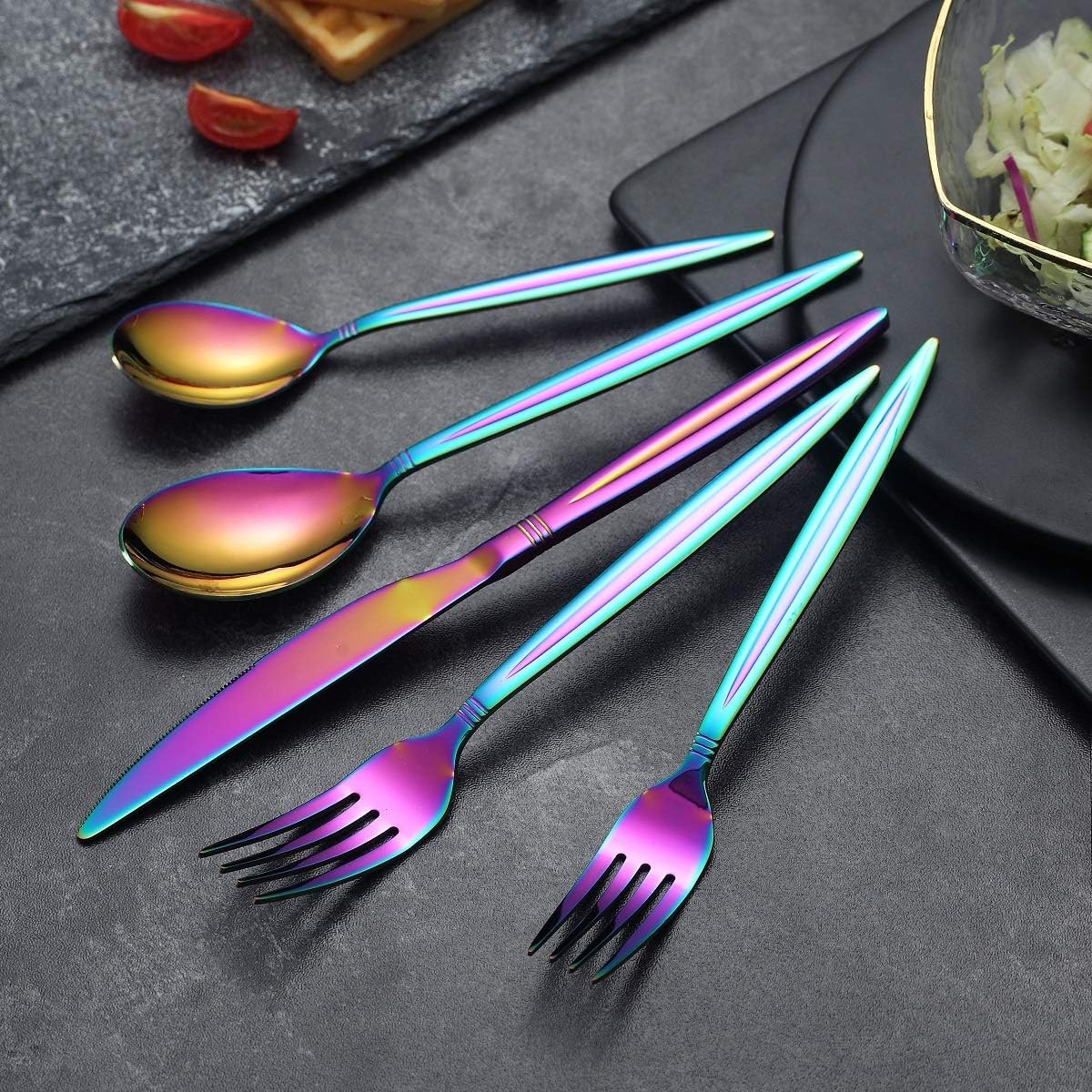 HOMQUEN Rainbow Flatware Set 20 Pieces