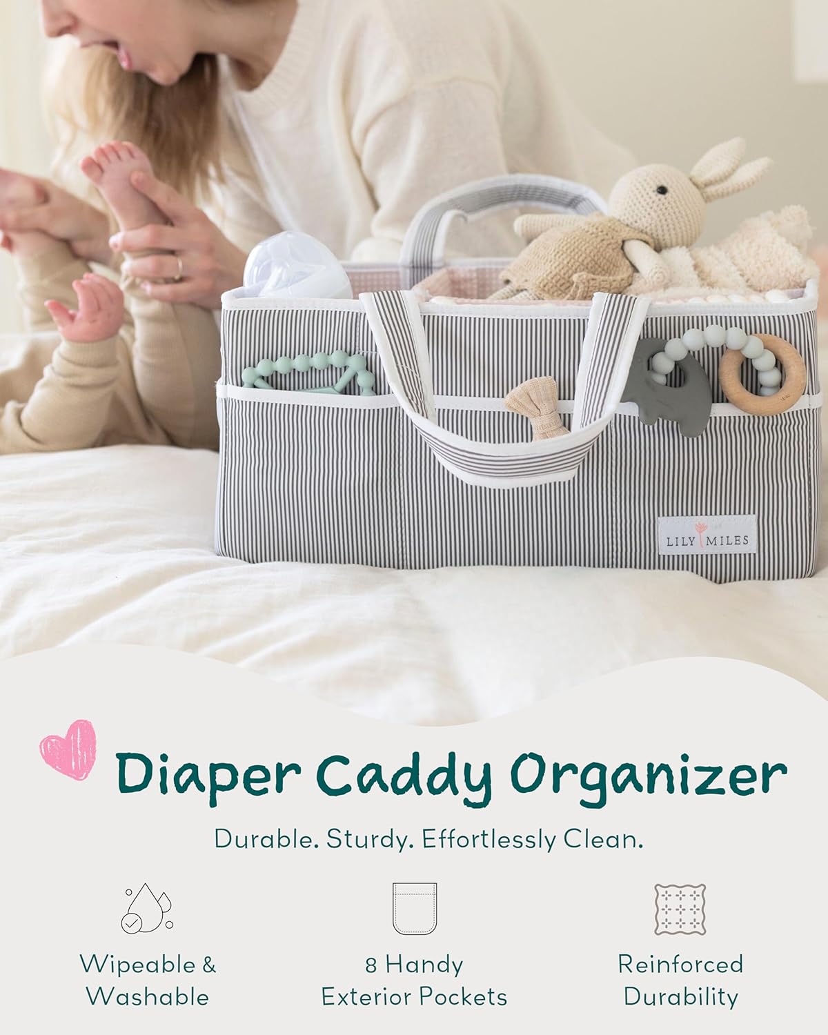 Lily Miles Pink Blush Diaper Caddy Organizer