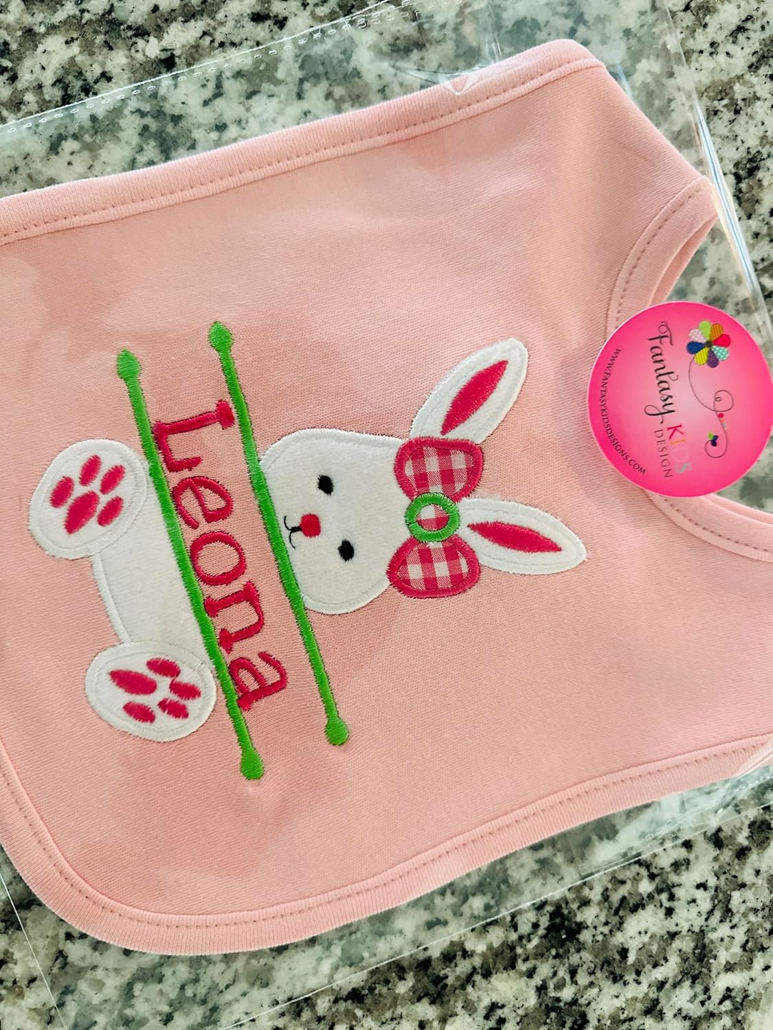 Easter Bunny Bib for Baby Girl with Name