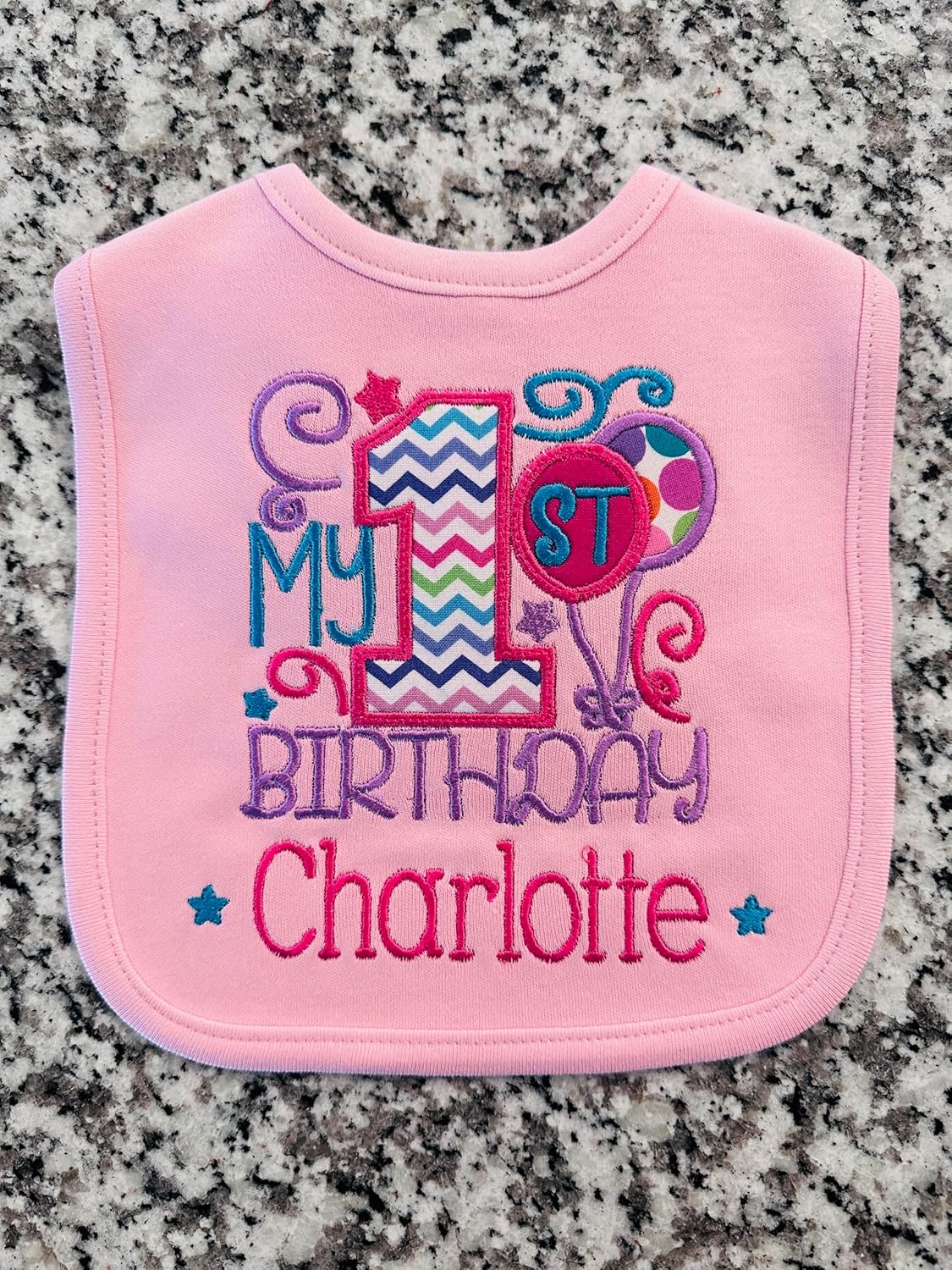 First Birthday Girl Bib with Custom Name 1