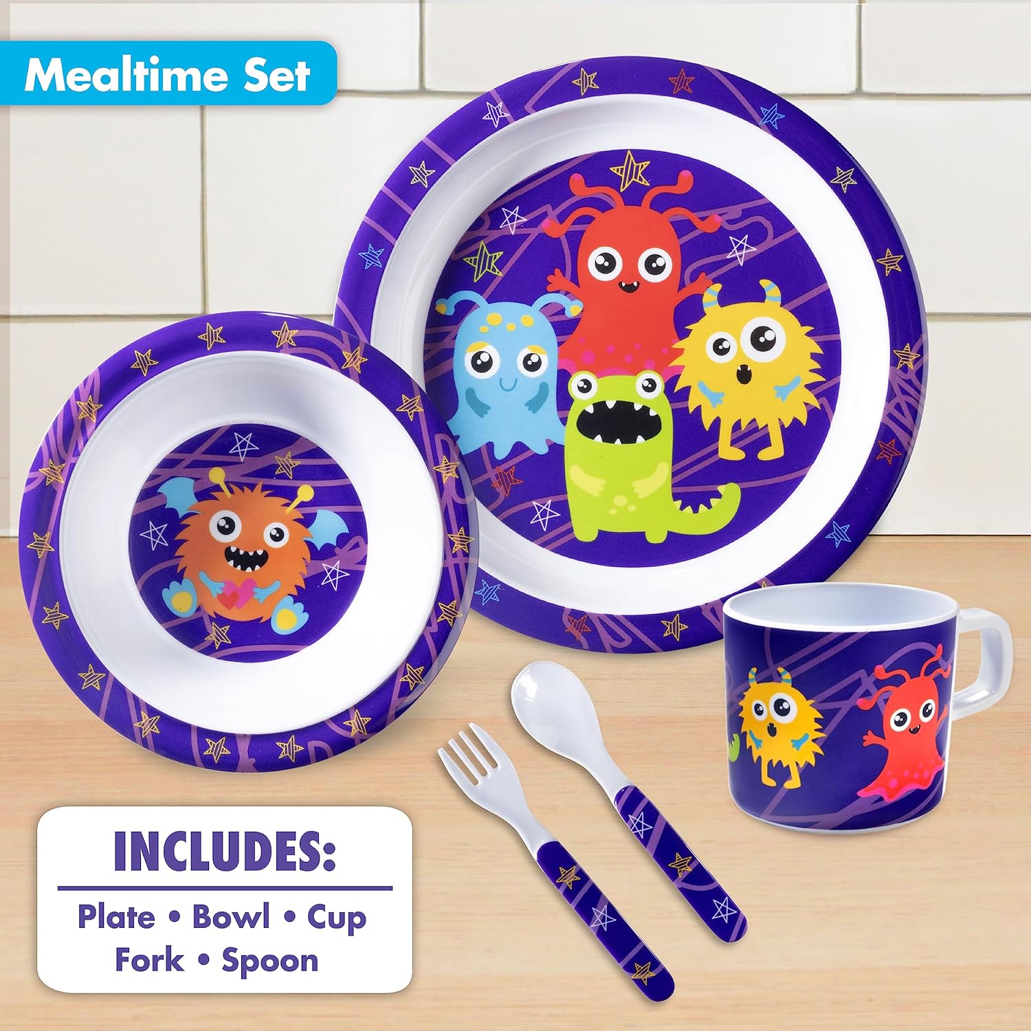 Bentology Monster Mealtime Set for Kids and Toddlers