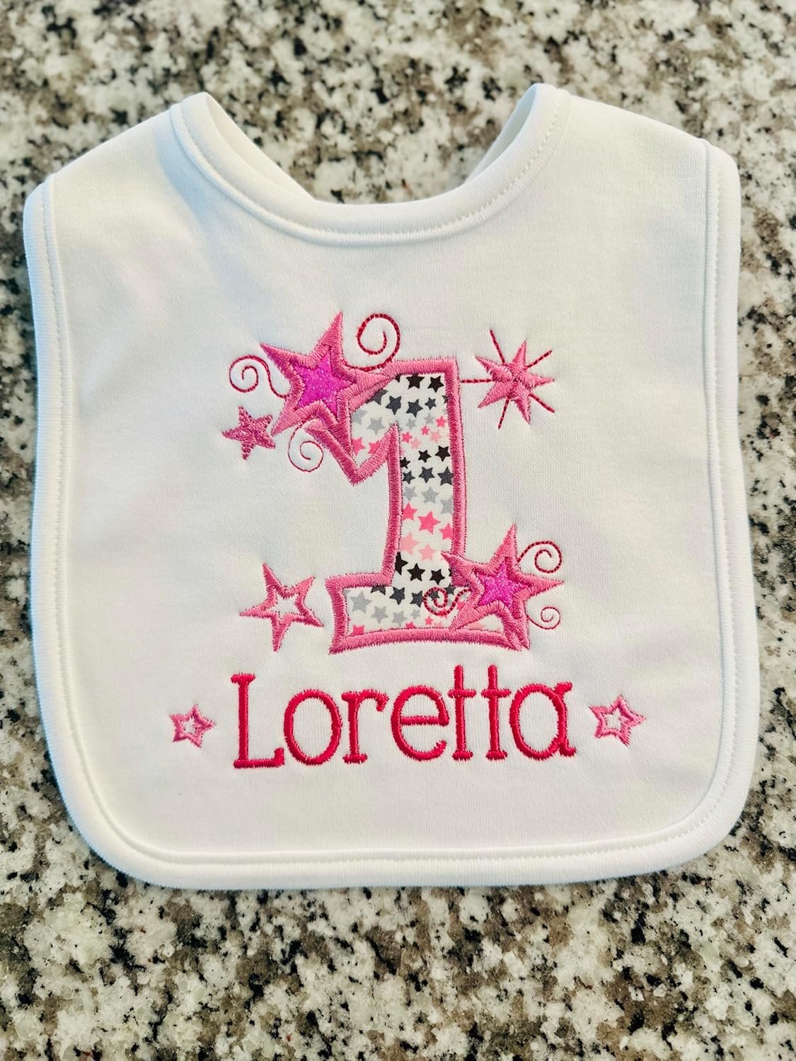 Personalized 1st Birthday Baby Girl Bib with Custom Name