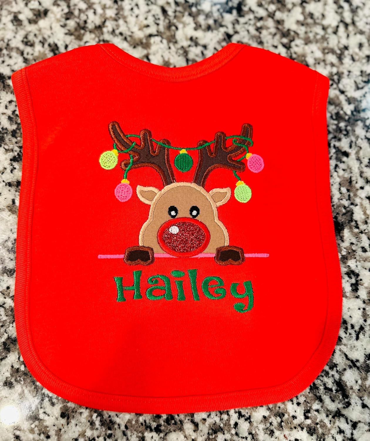 Personalized Christmas Reindeer Baby Bib 1