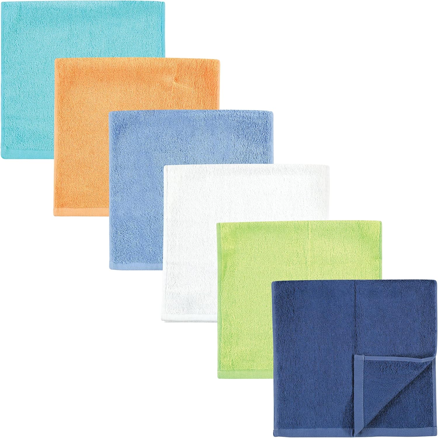 Hudson Baby Rayon Burpcloth 6pk Blue Orange Lime