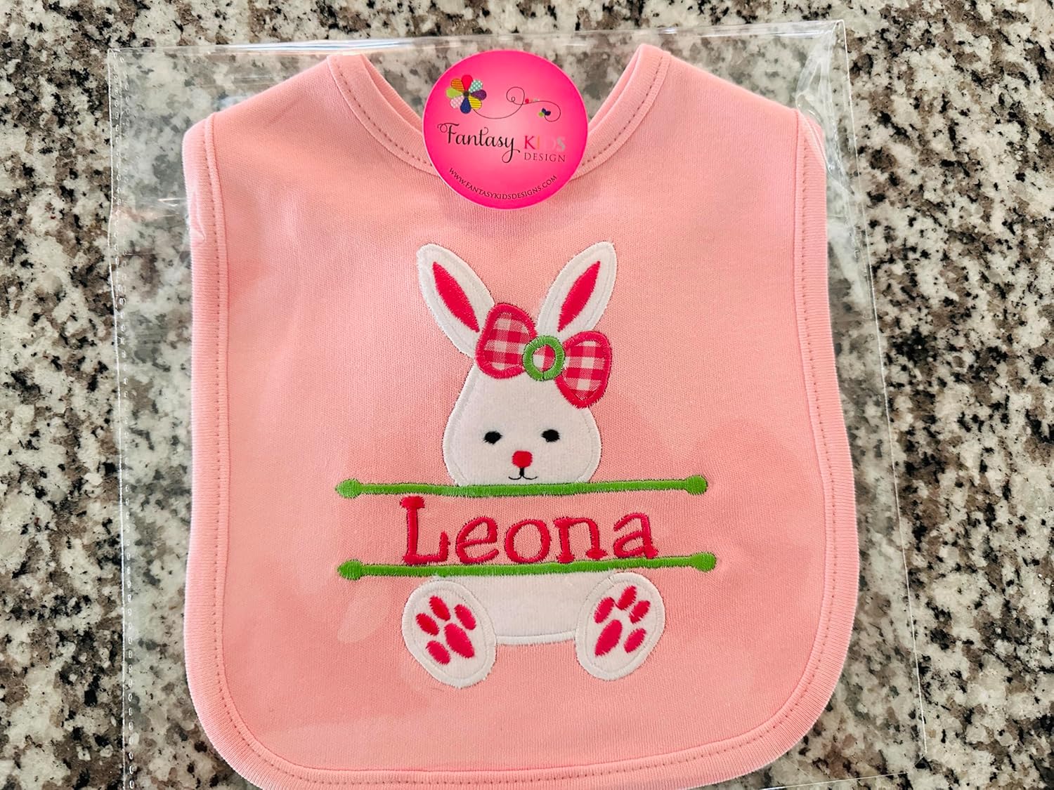 Easter Bunny Bib for Baby Girl with Name