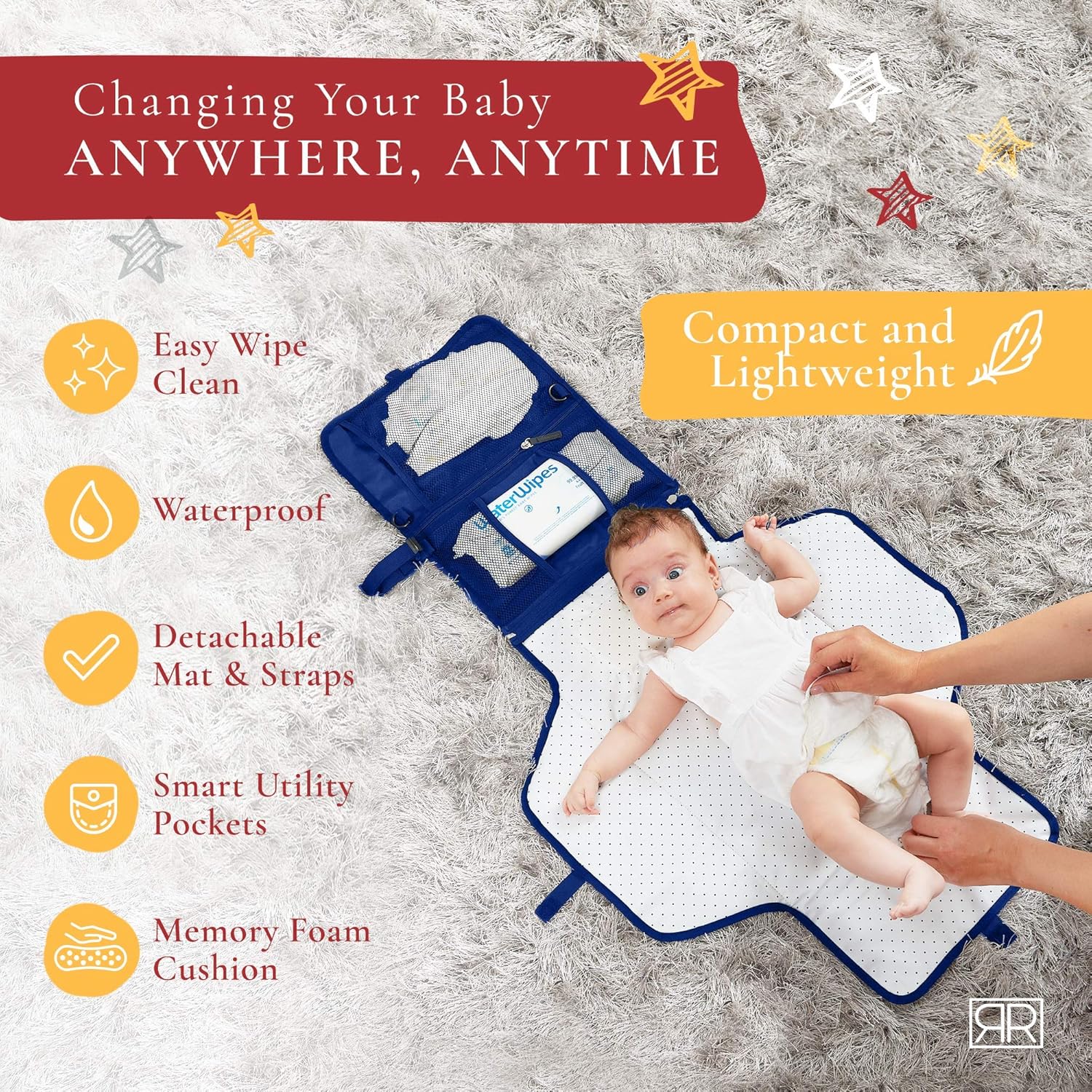 ROYAL RUSU Portable Changing Pad with Bottle Bag