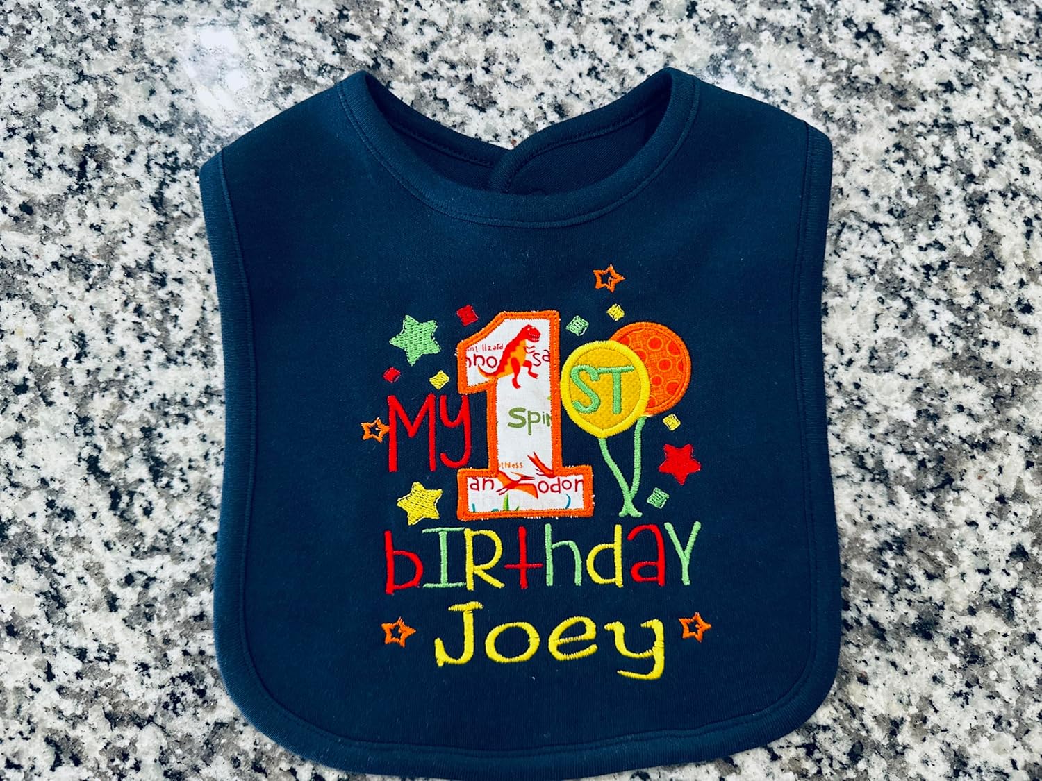First Birthday Boy Bib with Baby Name Personalized 1