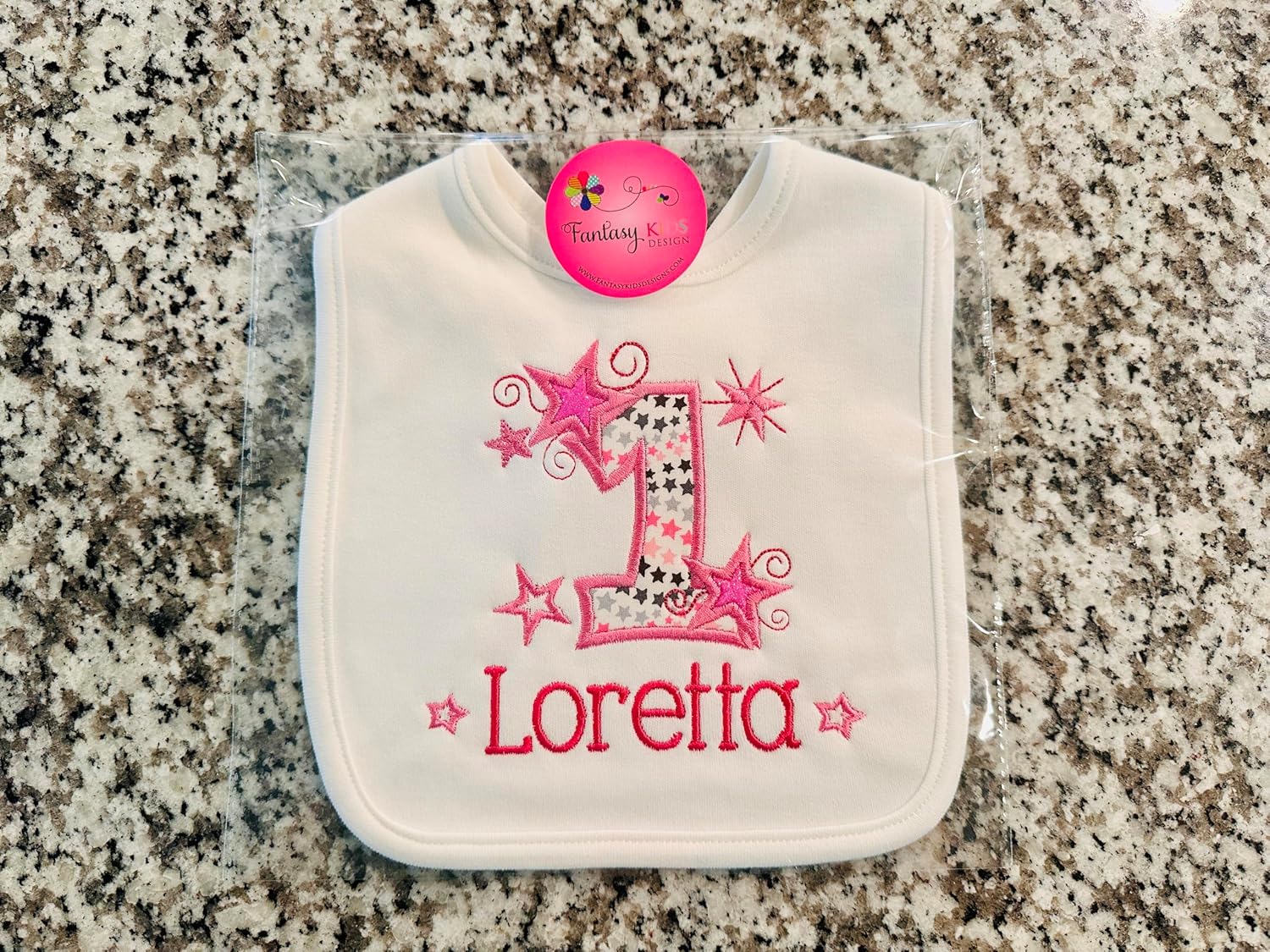 Personalized 1st Birthday Baby Girl Bib with Custom Name