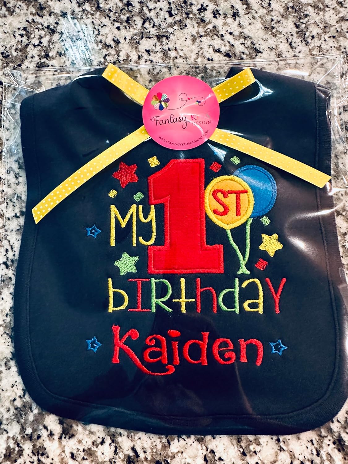 Fantasy Kids Designs First Birthday Boy Bib with Name