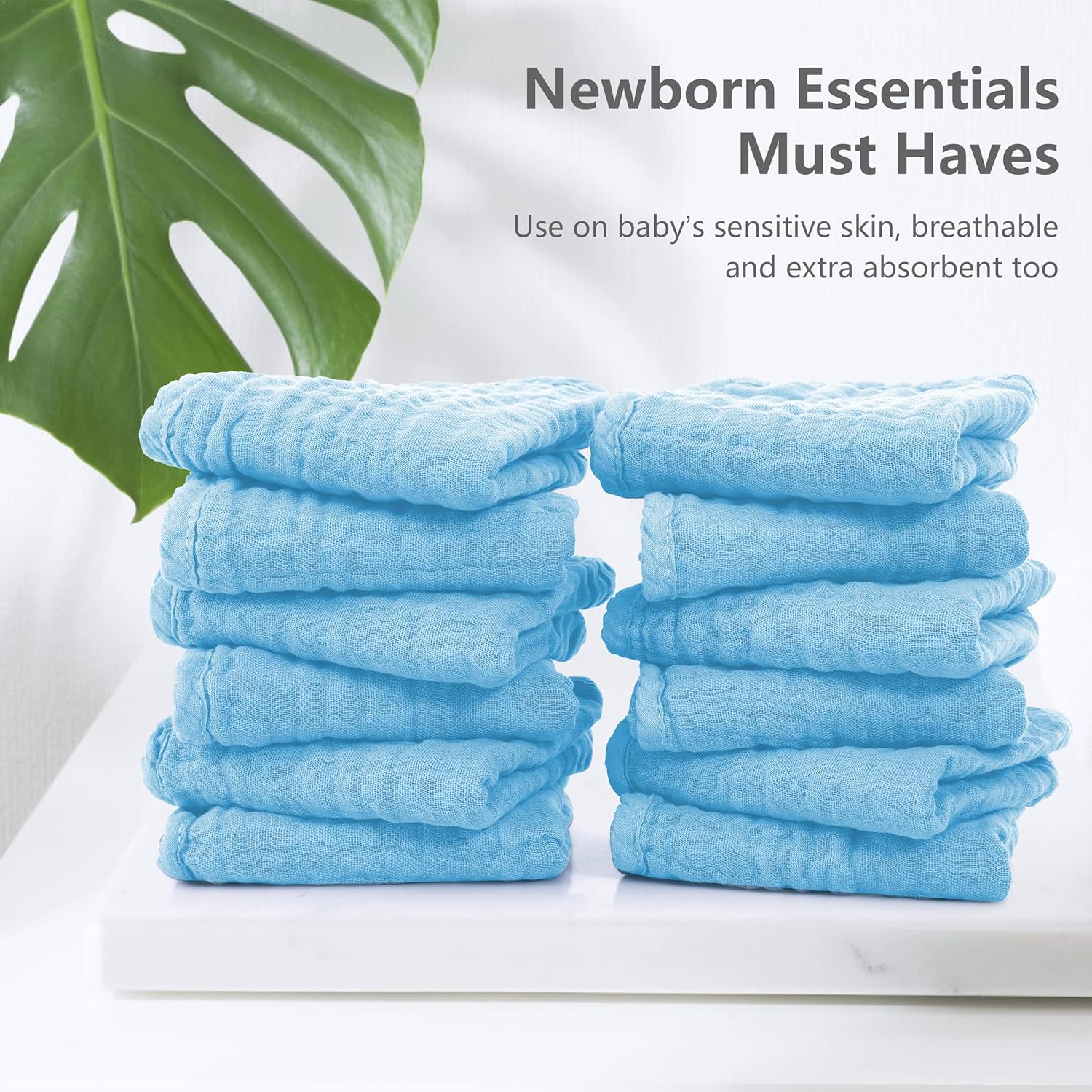 Sweet Dolphin 12 Pack Muslin Burp Cloths 20x10in 100 Cotton