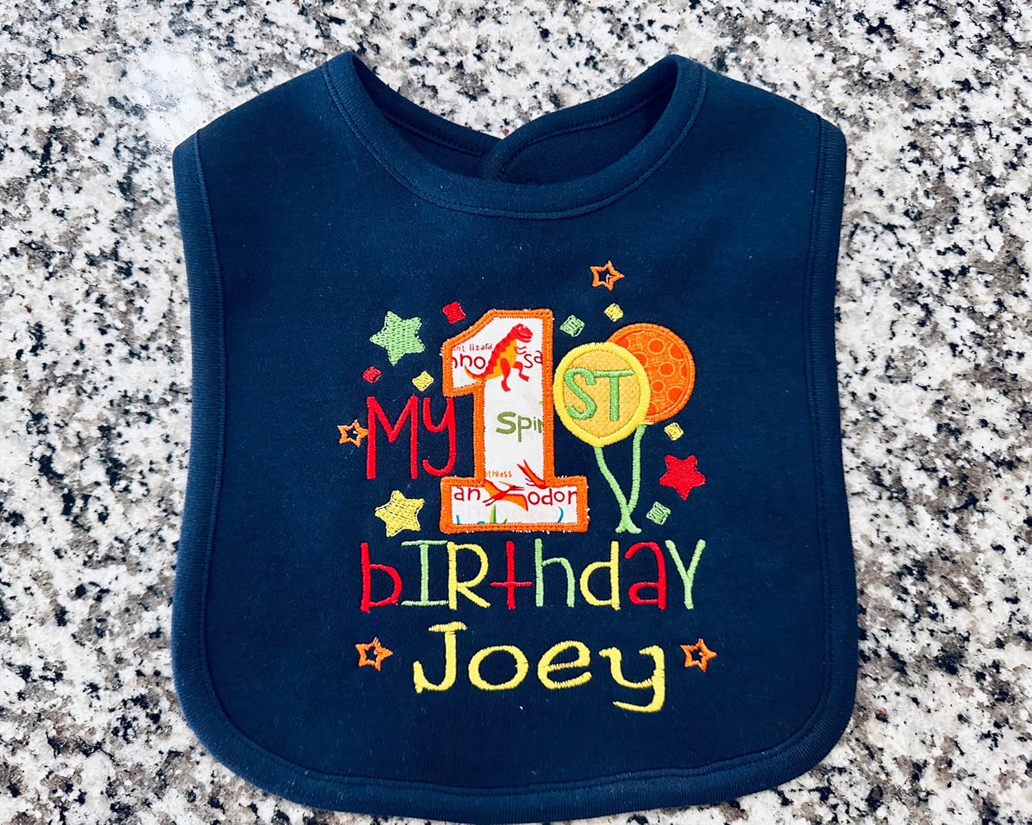 First Birthday Boy Bib with Baby Name Personalized 1