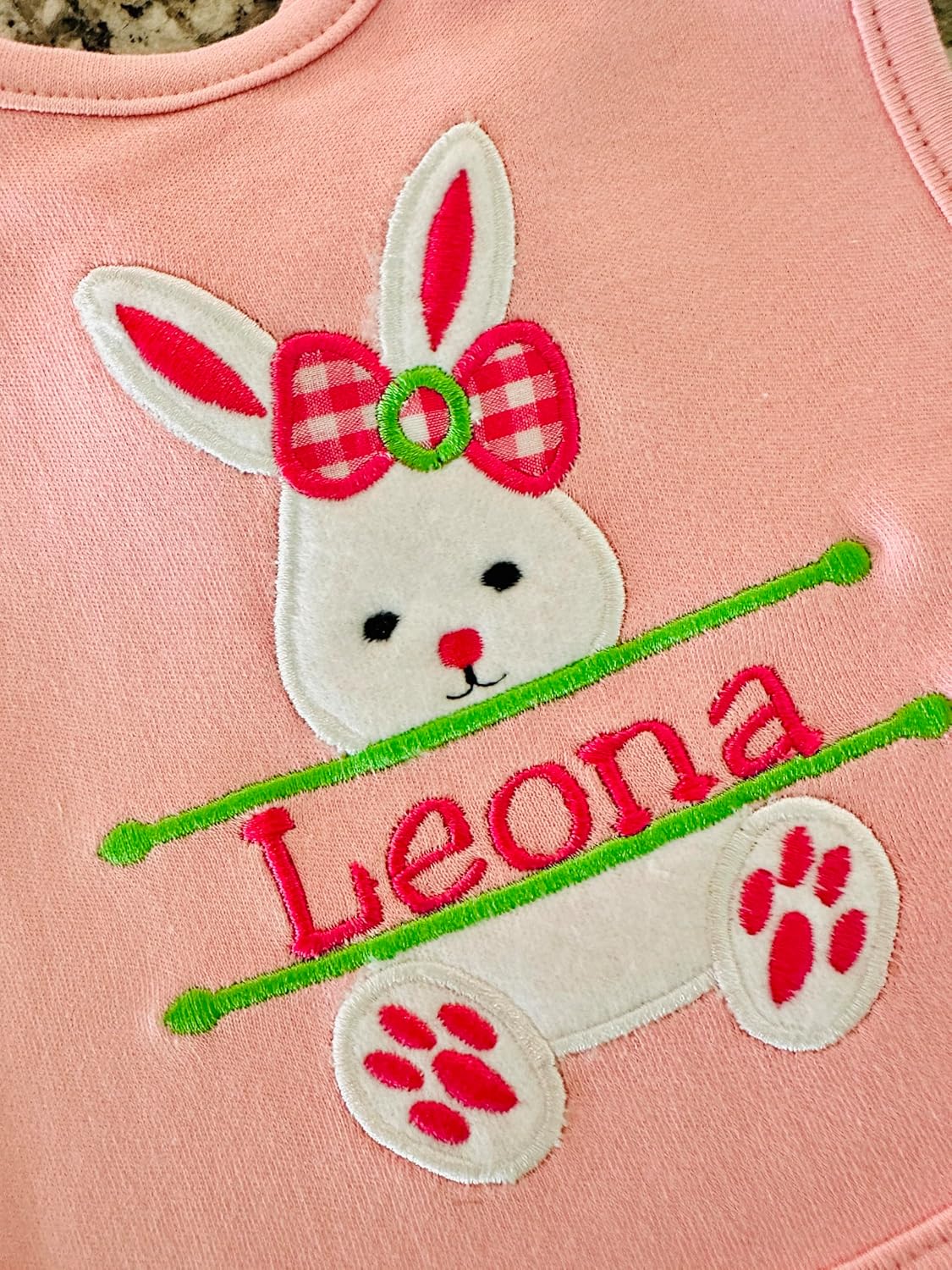 Easter Bunny Bib for Baby Girl with Name