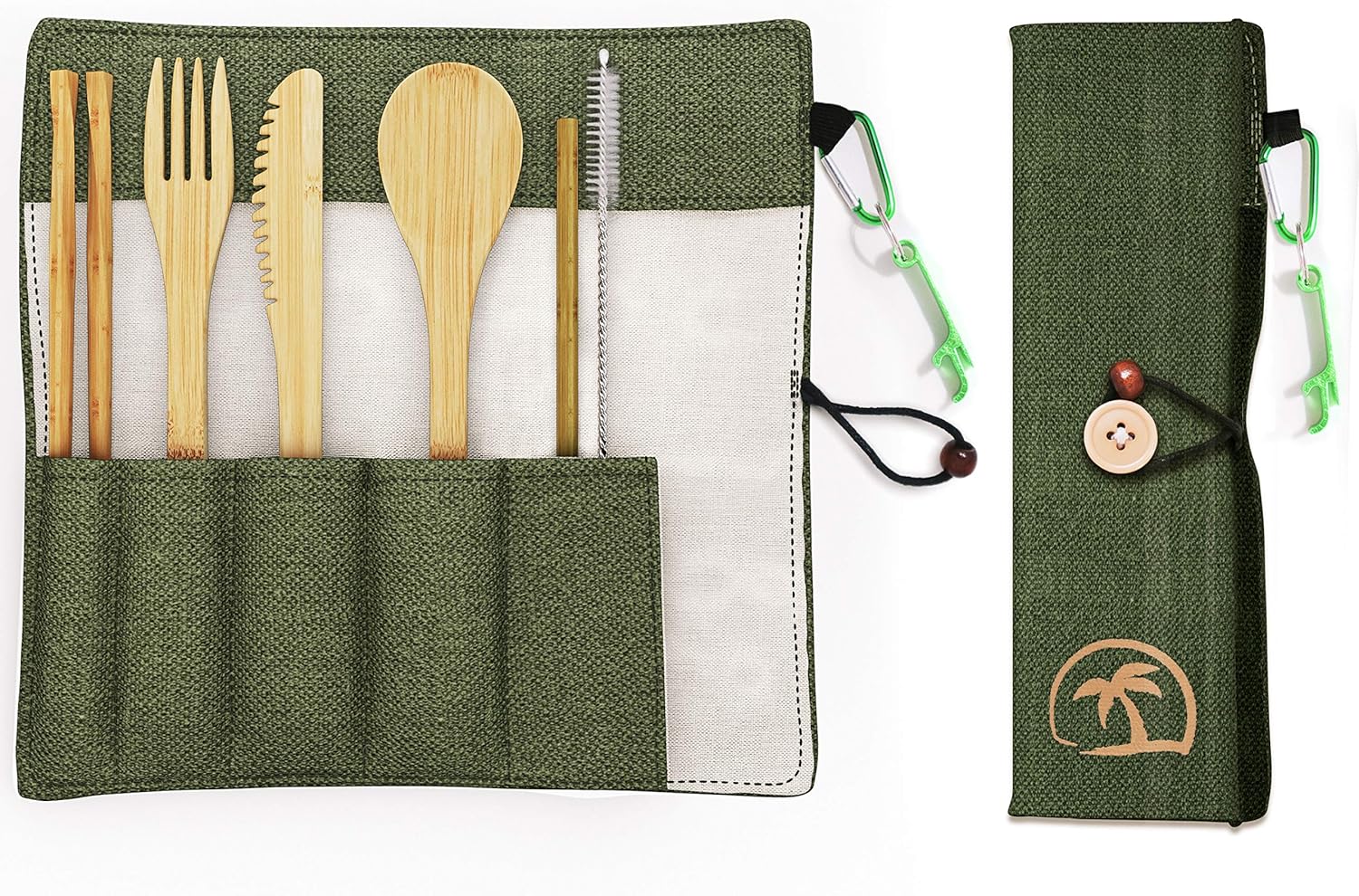 9-Piece Bamboo Utensil Set - Reusable Cutlery Travel Set