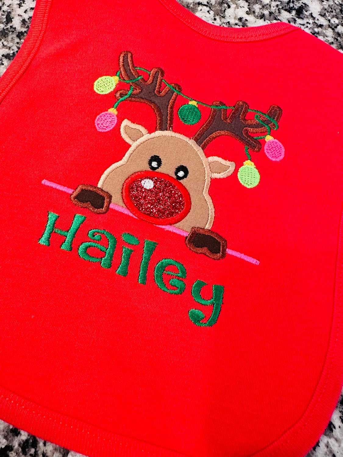 Personalized Christmas Reindeer Baby Bib 1