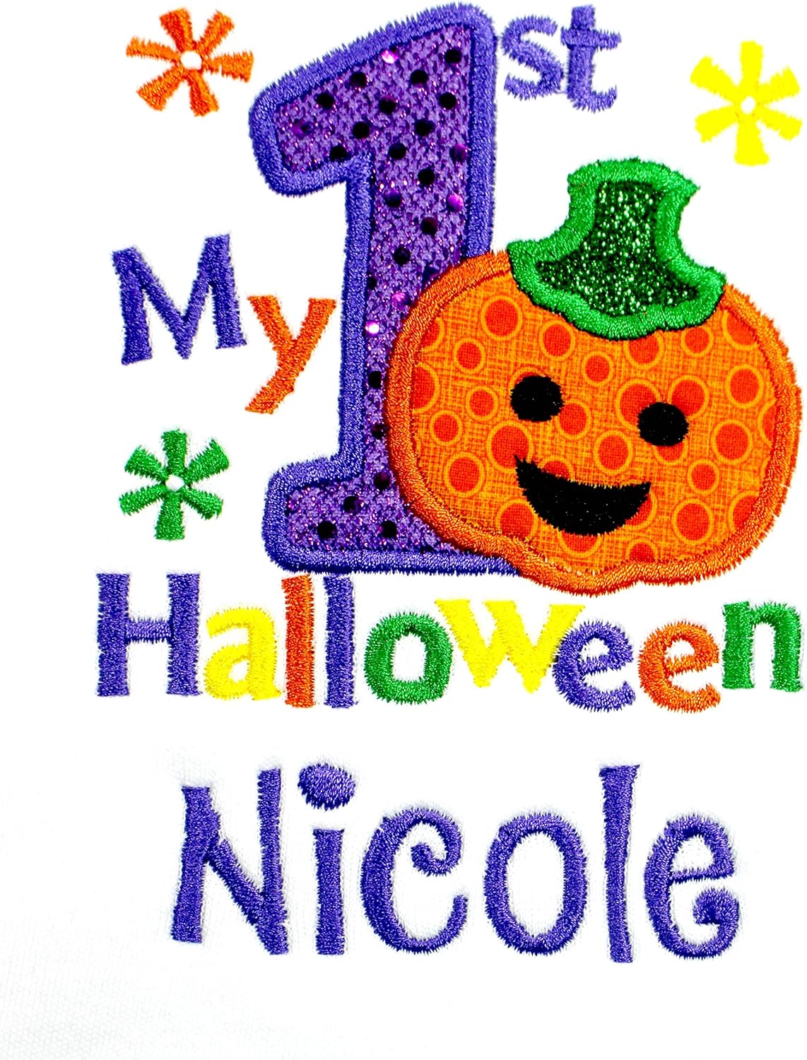 Baby Girl Halloween Pumpkin Bib with Custom Name