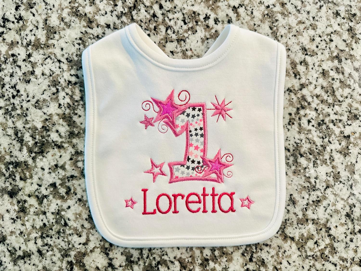 Personalized 1st Birthday Baby Girl Bib with Custom Name
