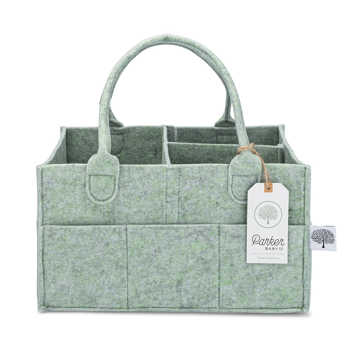 Parker Baby Diaper Caddy - Nursery Car Organizer Sage Green 1