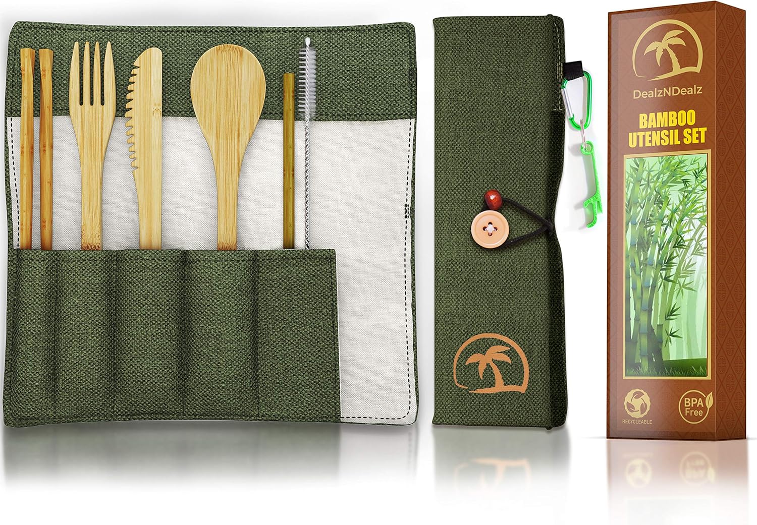9-Piece Bamboo Utensil Set - Reusable Cutlery Travel Set