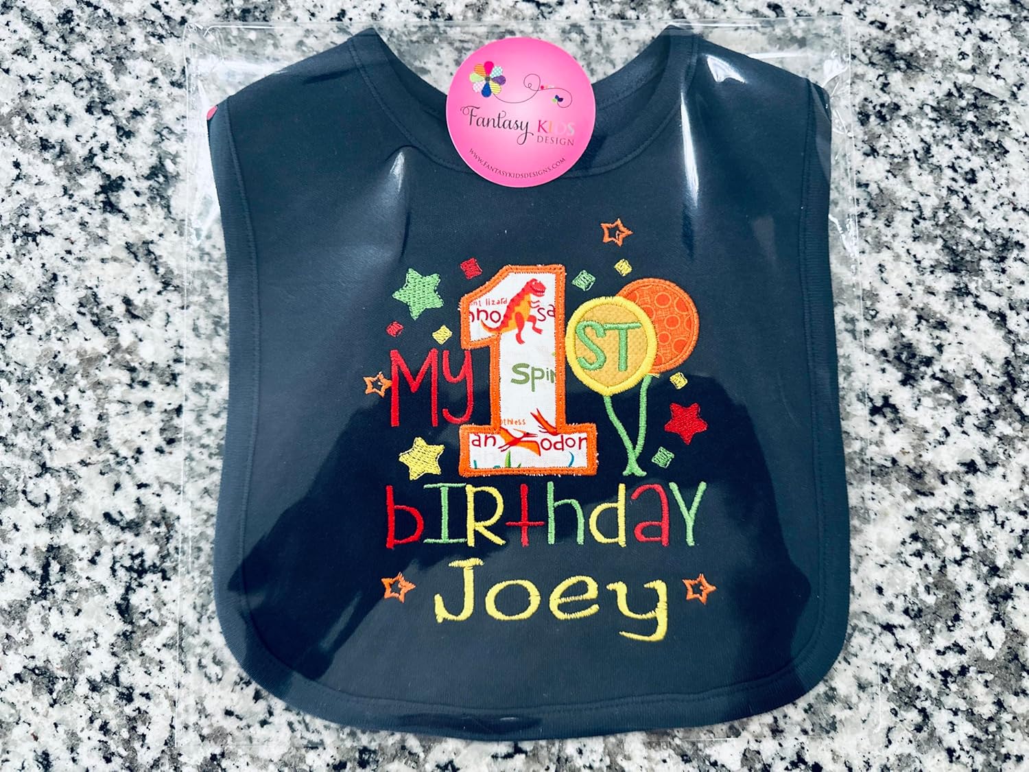 First Birthday Boy Bib with Baby Name Personalized 1