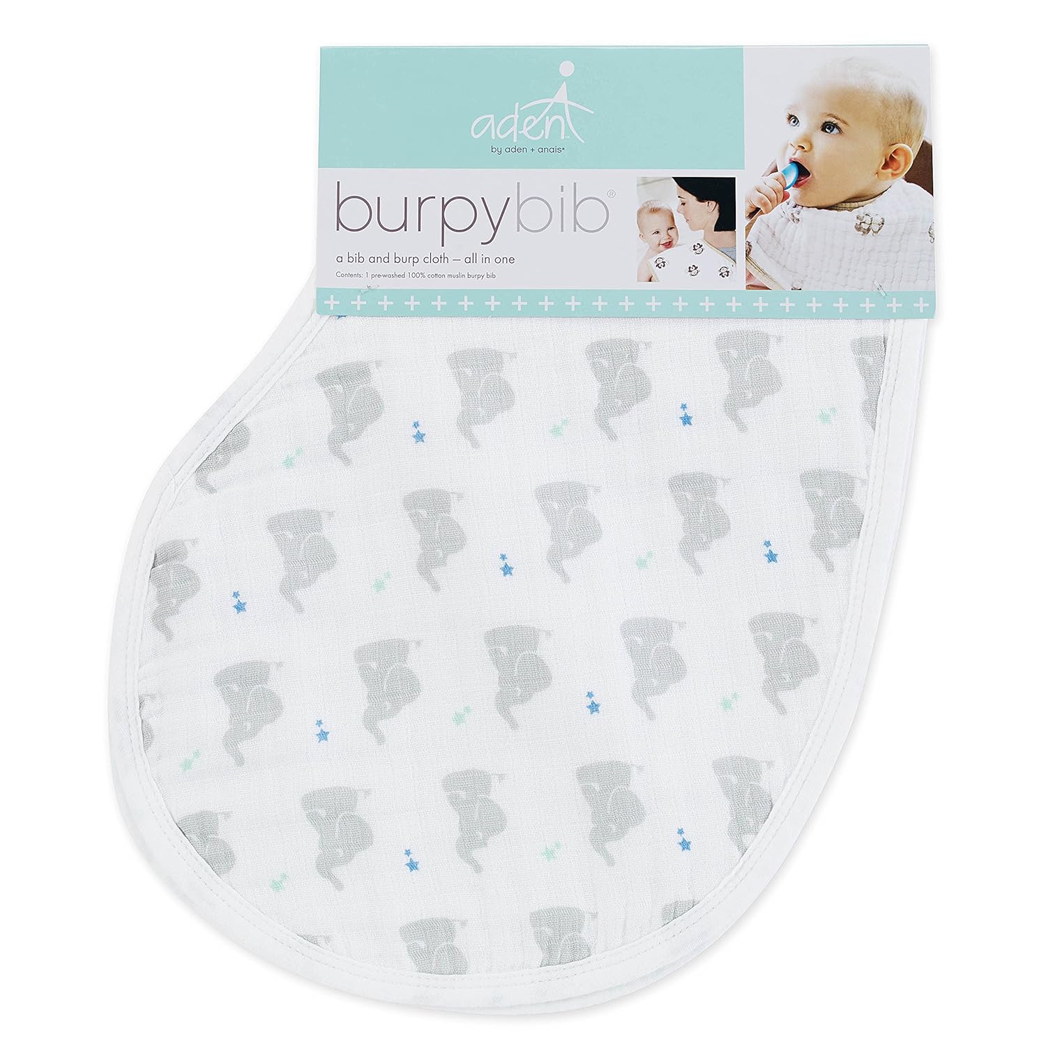 aden anais Essentials Burpy Bib - 4 Layers Soft Cotton Muslin 225 X 11